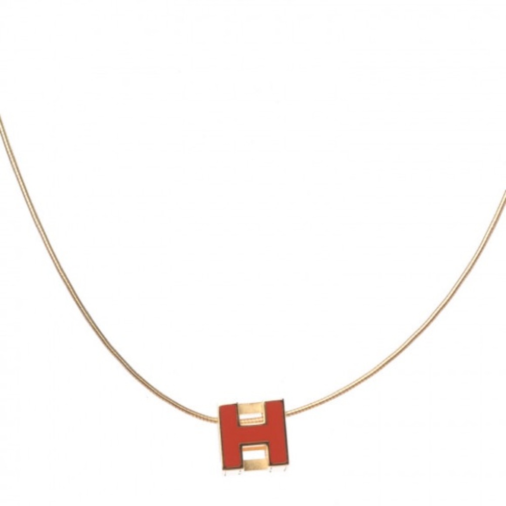 Hermes   Gold Lacquered Cage d'H Pendant Necklace